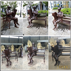 室外看書人物雕塑 